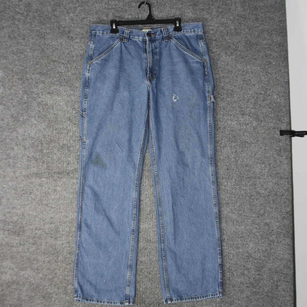 Blue Mountain Carpenter Jeans Mens 36x34 Blue Workwear Denim Utility Pants Y2K
